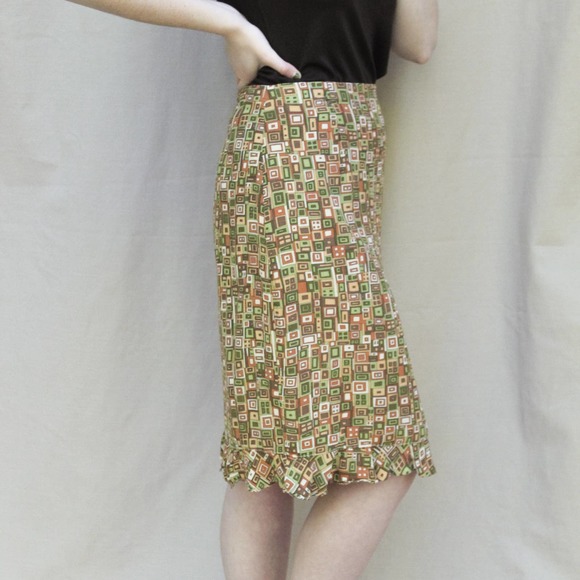 80s Vintage Mod Print Pencil Skirt Barbara Lesser - Picture 3 of 5
